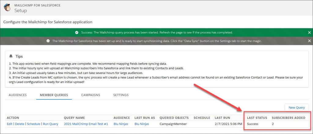 Member Query Completed