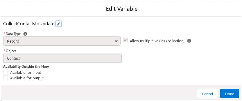 Contact Record Collection Variable